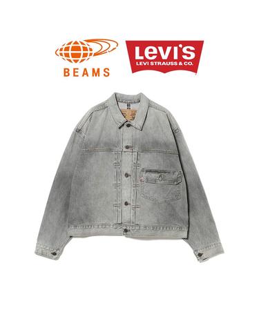 빔즈 BEAMS x 리바이스 별주 데님 블루종 자켓 워시드 블랙