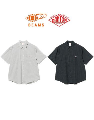 빔즈 BEAMS x 단톤 별주 숏 슬리브 체크 셔츠 남녀 공용 2컬러