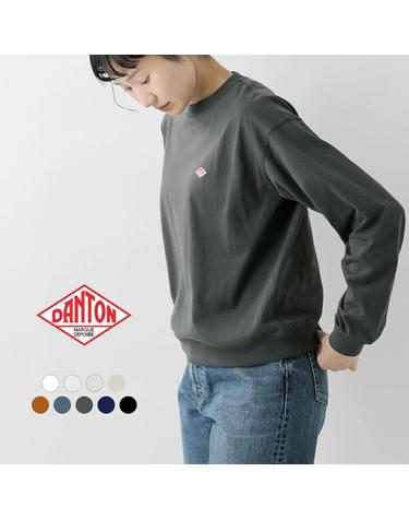 단톤 DANTON 로고 와펜 롱 슬리브 크루넥 스웨트 티셔츠 여성 맨투맨 DT-C0203TCB