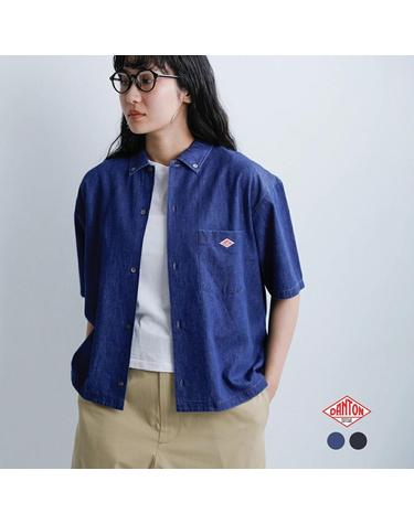 단톤 DANTON 6oz 데님 던가리 반팔 셔츠 여성 청남방 워크 셔츠 2컬러 DT-B0443DUG