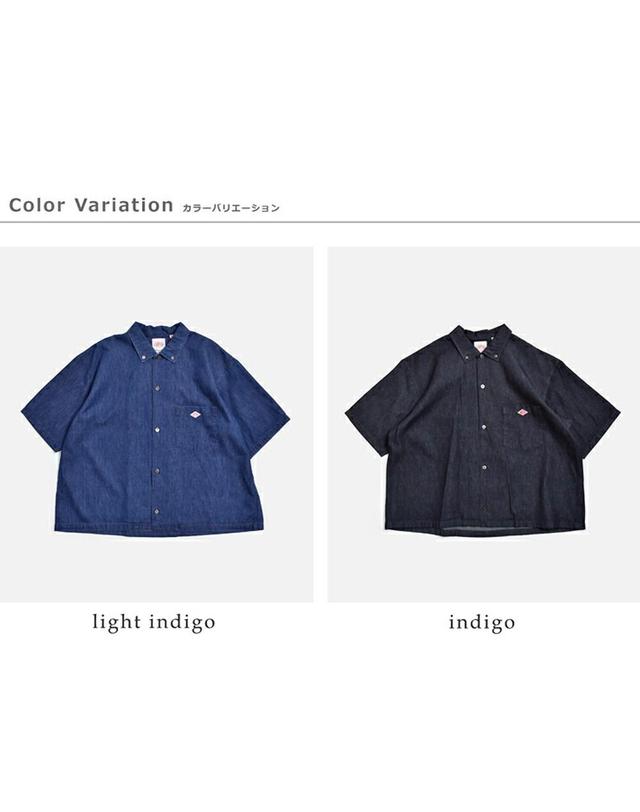 단톤 단톤 DANTON 6oz 데님 던가리 반팔 셔츠 여성 청남방 워크 셔츠 2컬러 DT-B0443DUG 착용컷