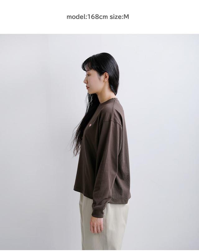 단톤 단톤 DANTON 여성 로고 롱 슬리브 크루넥 무지 긴팔 티셔츠 9컬러 DT-C0269TCB 착용컷