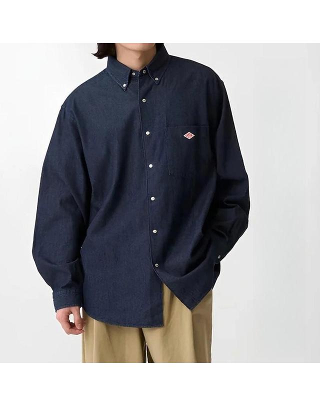 단톤 단톤 DANTON 6oz 데님 버튼 다운 셔츠 남성 청남방 2컬러 DT-B0293DUG 착용컷