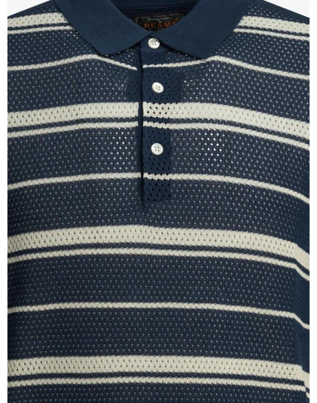 빔즈 [해외직구] 26 FW 빔스 스트라이프 오픈 니트 폴로 셔츠 3802006715679 TP454493940 착용컷
