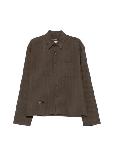 [해외직구] 26 FW 송 포 더 뮤트 스쿨 핀스트라이프 패턴 로고 패치 셔츠 262MSH073PNSTKHA TP457203167