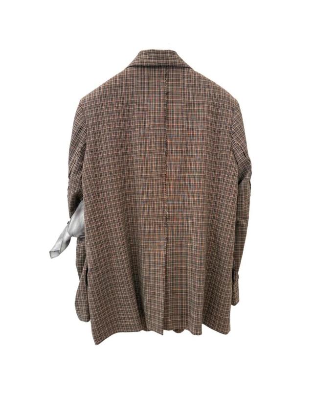 송포더뮤트 [해외직구] 26 FW 송 포 더 뮤트 체크 패턴 블레이저 WJK089GCHKBRN TP455085190 착용컷