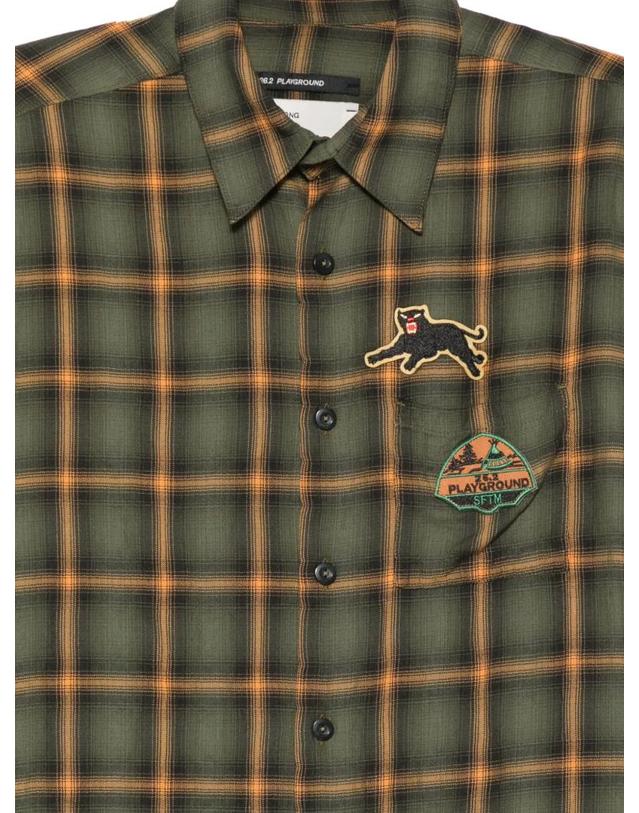송포더뮤트 [해외직구] 26 FW 송 포 더 뮤트 check pattern patch detail shirt 262MSH074SHRCGRN TP459427713 착용컷