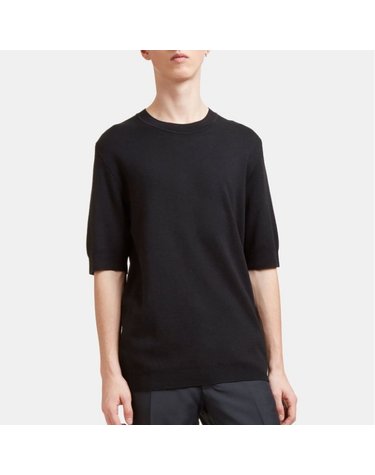 [해외직구] 26 FW 아이젠 Aiezen 숏슬리브 실크 블랜드 파인 니트 티셔츠 블랙 90977 0 1