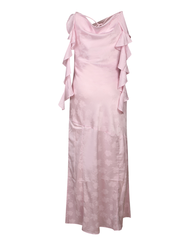 로테이트 [해외직구] 26SS 로테이트 맥시 length Waterfall 넥라인 플로럴 자카드 패턴 Side slit 러플 on shoulders 1156791809BCR19081809 TP576334948 착용컷