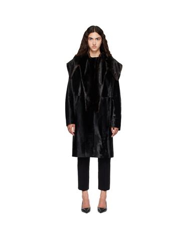[해외직구] 26 FW Loulou de Saison 블랙 로타 포니 가죽 코트 262473F064006