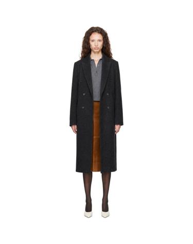 [해외직구] 26 FW Loulou de Saison 그레이 로스코 더블 브레스트 롱 코트 262473F059013