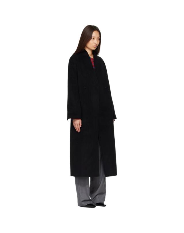 루루 드 시종 [해외직구] 26 FW Loulou de Saison 블랙 아리스 오버사이즈 더블 브레스트 코트 262473F059004 착용컷