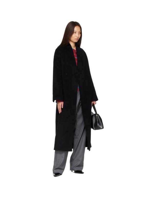 루루 드 시종 [해외직구] 26 FW Loulou de Saison 블랙 아리스 오버사이즈 더블 브레스트 코트 262473F059004 착용컷