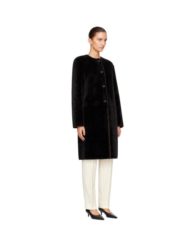 루루 드 시종 [해외직구] 26 FW Loulou de Saison 브라운 리버서블 엘바 가죽 코트 262473F064000 착용컷