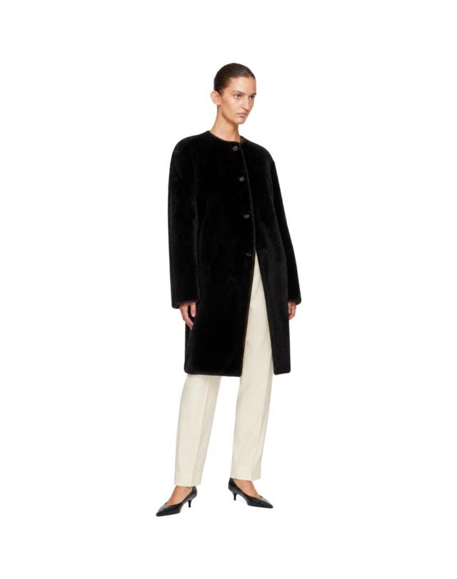 루루 드 시종 [해외직구] 26 FW Loulou de Saison 브라운 리버서블 엘바 가죽 코트 262473F064000 착용컷