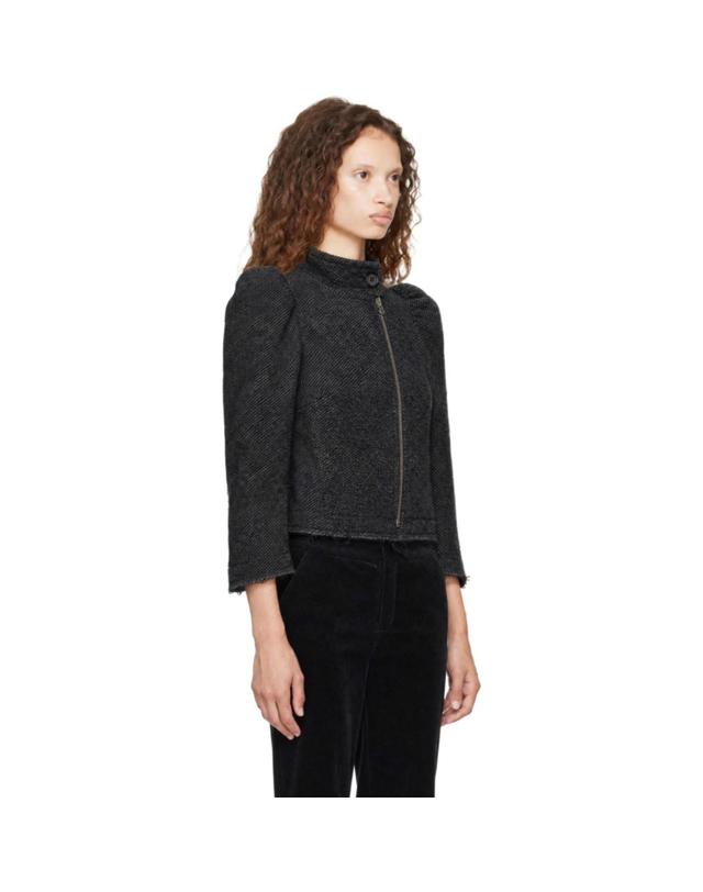 노울스 [해외직구] 26 FW KNWLS 그레이 울 트위드 지퍼 재킷 262148F063001 착용컷