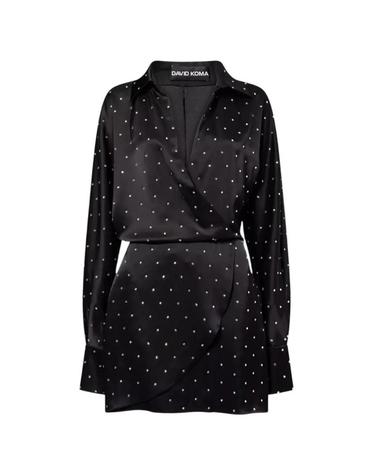 [해외직구] 26 FW 데이비드 코마 크리스털 장식 랩 셔츠 미니 드레스 PF26DK64D TP460393203