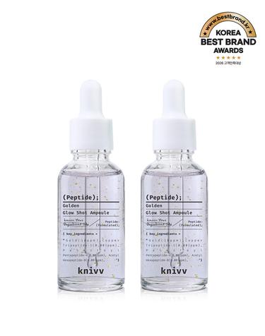 [무료배송][듀오세트][주름개선/미백] 크니브 펩타이드 24k골든 글로우 샷 앰플 30ml+30ml