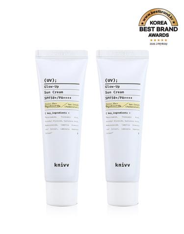 [무료배송][듀오세트] [톤업/광채] 크니브 UV 글로우 업 수분 선크림 50ml+50ml (SPF50+/PA++++)