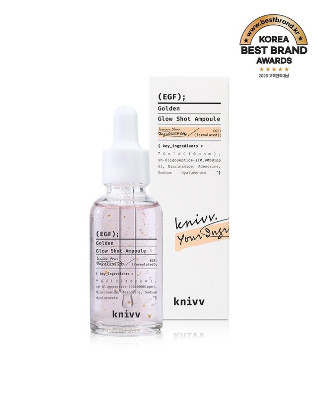 크니브 [듀오세트] 크니브 재생 EGF 24k골든 글로우 샷 주름 탄력 앰플 30ml+30ml 착용컷