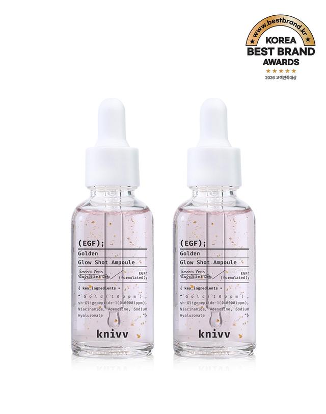 크니브 [듀오세트] 크니브 재생 EGF 24k골든 글로우 샷 주름 탄력 앰플 30ml+30ml 착용컷