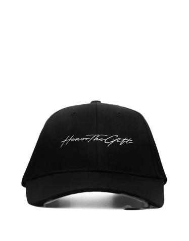 [해외직구] 26 FW 아너 더 기프트 스크립트 로고 자수 베이스볼 캡 HTG260370004BLK TP459769243