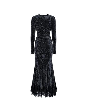 [해외직구] 26 FW 알베르타페레티 crushed velvet lace trim dress A04316645 TP459410957