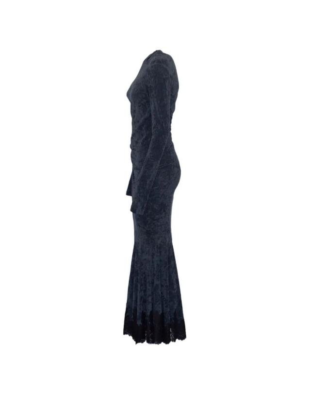 알베르타페레티 [해외직구] 26 FW 알베르타페레티 crushed velvet lace trim dress A04316645 TP459410957 착용컷