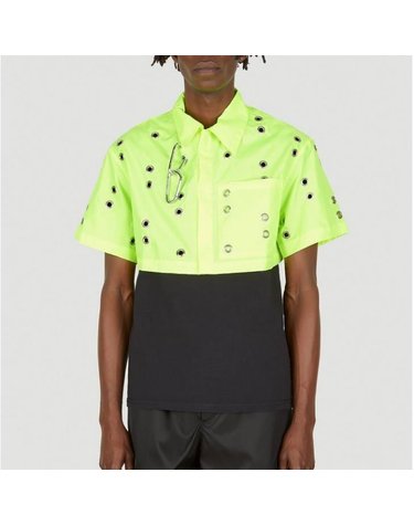 [해외직구] 26 FW 스튜디오 알치 Eyelet 올오버 아일렛 펀칭 크롭 셔츠 옐로우 ALCH SS19 SHORT01  C