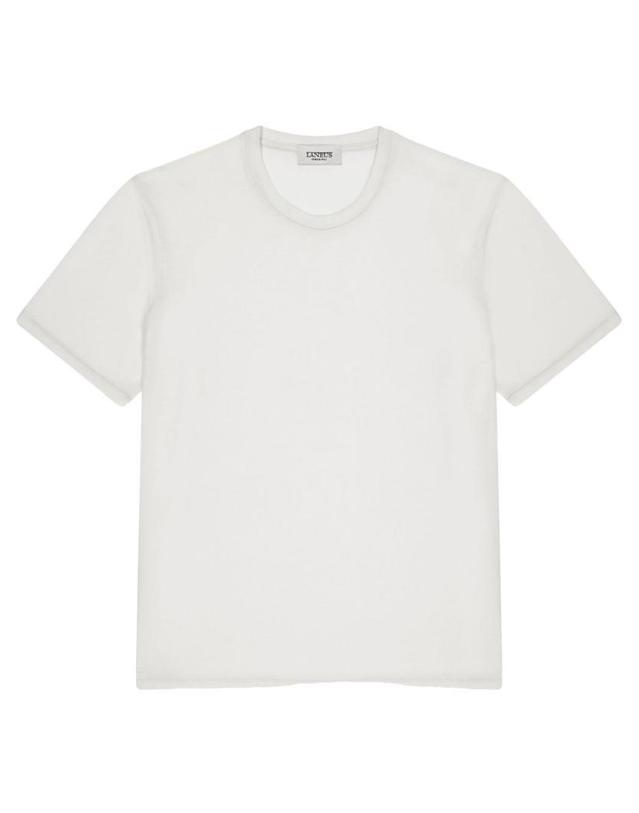 라니우스 [해외직구] 25SS 라네우스 화이트 코튼 블렌드 크루 넥 T 셔츠 S5LAMATH049001 TP572989708 착용컷