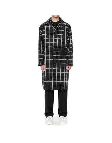 [컴젠] 남성 블랙 윈도우 체크 카코트