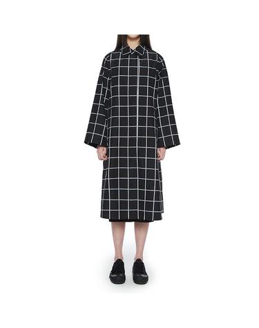 [컴젠] 여성 블랙 윈도우 체크 맥코트