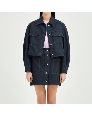 [컴젠] 여성 인디고 데님 크롭 자켓 JEAN