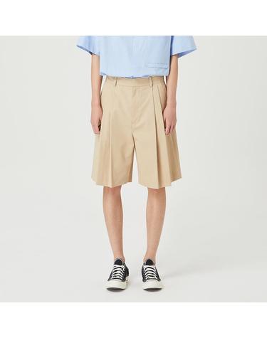 [컴젠] 남성 투턱 와이드 하프팬츠 BEIGE
