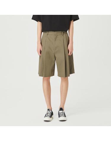 [컴젠] 남성 투턱 와이드 하프팬츠 KHAKI