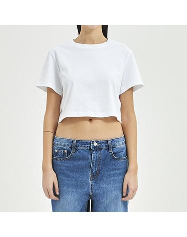 [컴젠] 여성 크롭트 반팔 티셔츠 WHITE