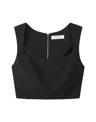 [컴젠] 여성 스퀘어 넥 크롭 탑 BLACK