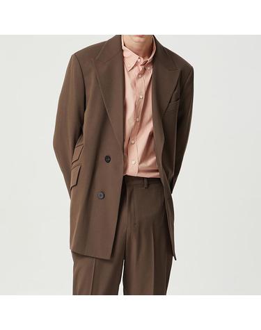 [컴젠] 남성 피크드 라펠 자켓 BROWN