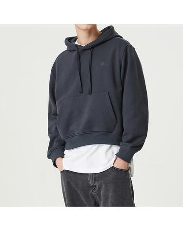 [컴젠] 남성 크롭 로고 후드 티셔츠 CHARCOAL