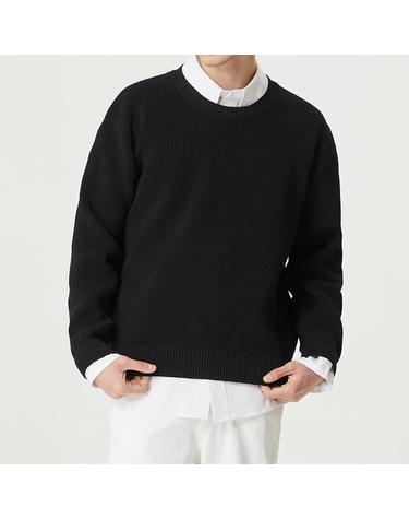 [컴젠] 남성 베이직 포켓 라운드 풀오버 BLACK