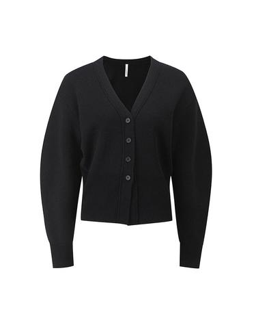 [컴젠] 여성 울혼방 브이넥 가디건 BLACK