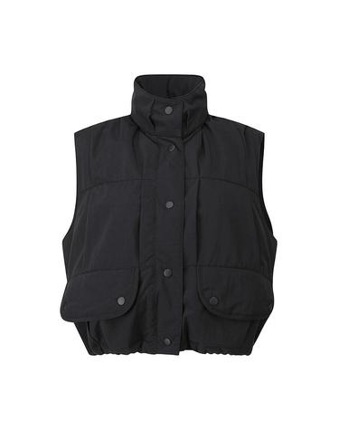 [컴젠] 여성 터크 디테일 패디드 베스트 BLACK