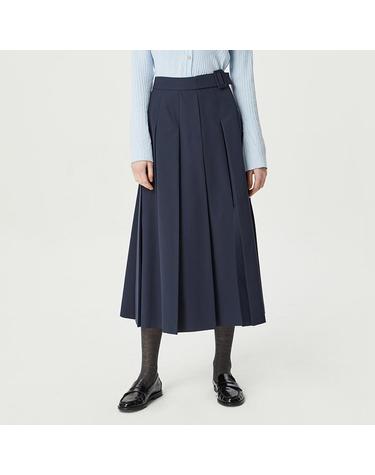 [컴젠] 여성 벨트 디테일 플리츠 스커트 D NAVY