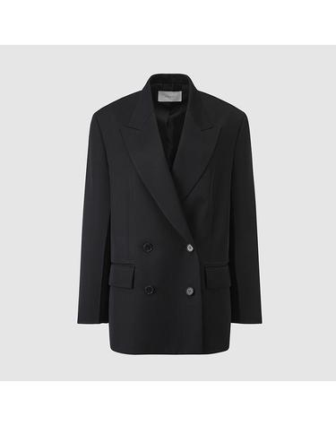[컴젠] 여성 더블브레스티드 피크드 카라 자켓 BLACK