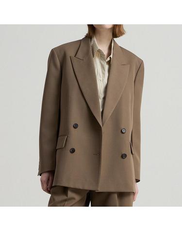 [컴젠] 여성 더블브레스티드 피크드 카라 자켓 KHAKI BROWN