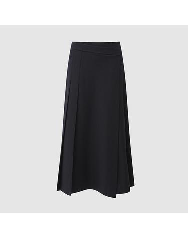 [컴젠] 여성 세미 A라인 플리츠 랩 스커트 D NAVY