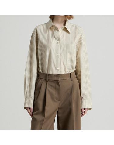 [컴젠] 여성 클래식 오버핏 셔츠 BEIGE STRIPE