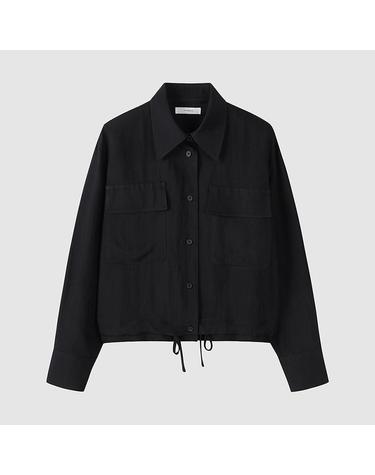 [컴젠] 여성 크롭 블루종 셔츠 BLACK
