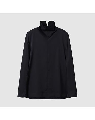 [컴젠] 여성 실키 하이넥 블라우스 BLACK