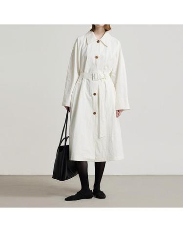 [컴젠] 여성 링클 카라 포인트 코트 OFF WHITE